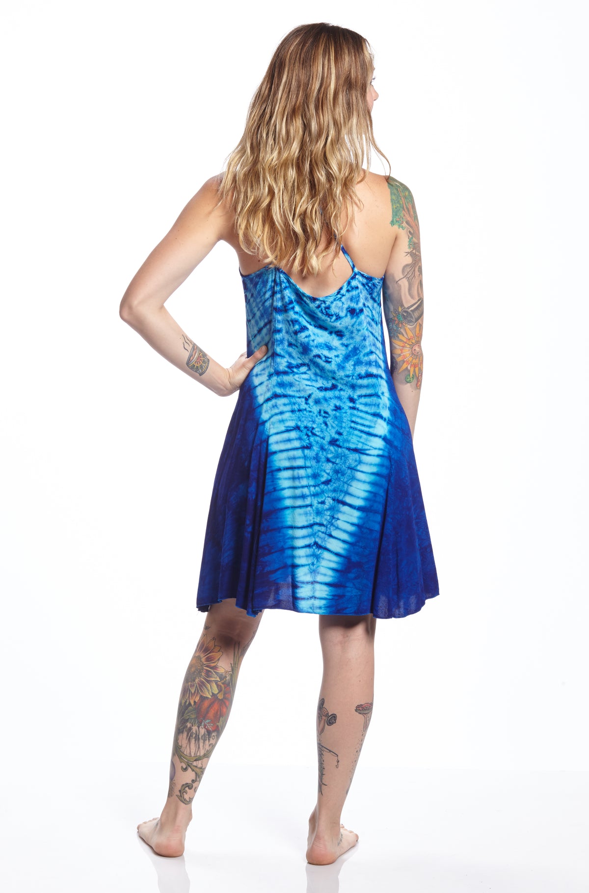 Short Spaghetti Strap Turquoise V-Down