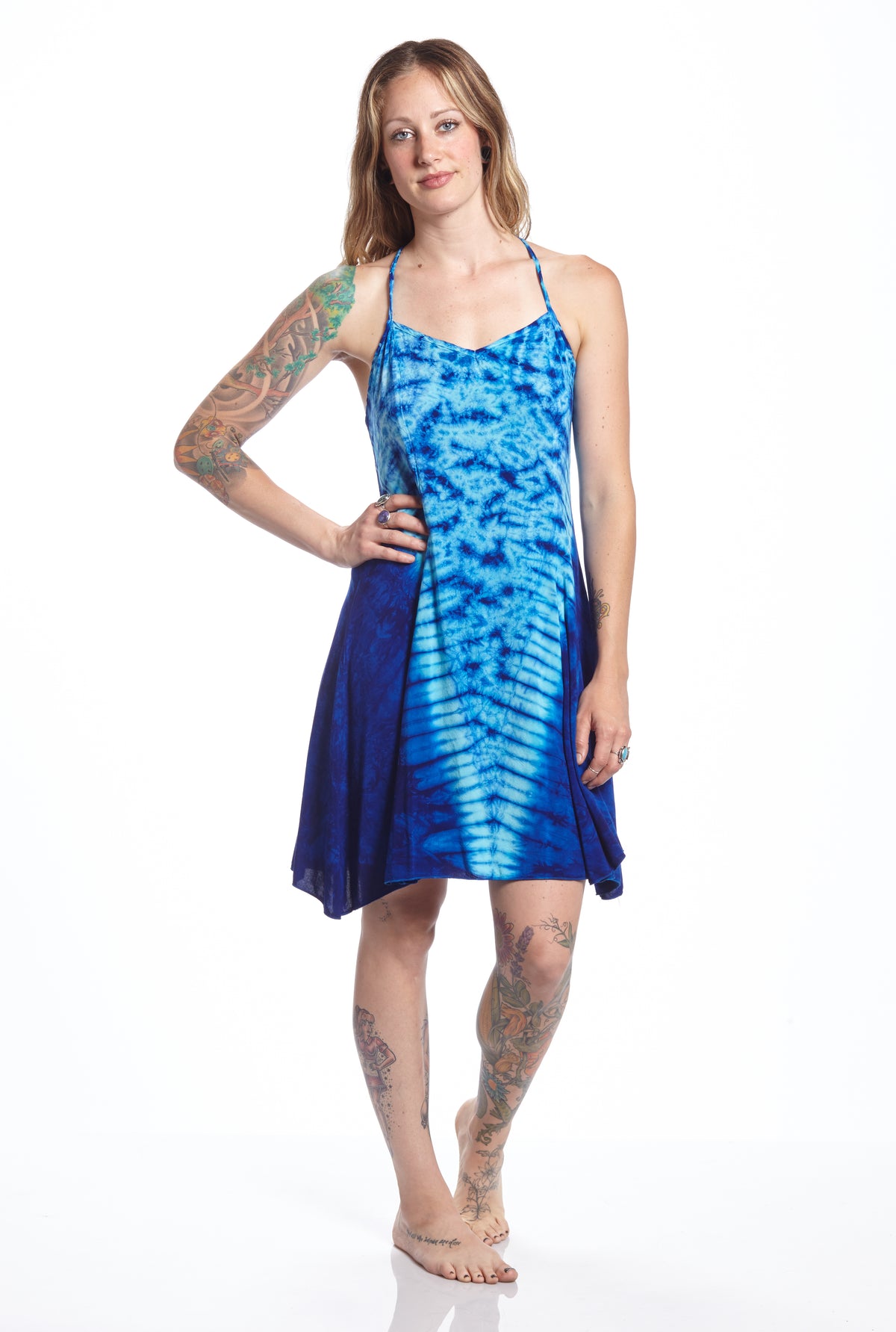 Short Spaghetti Strap Turquoise V-Down