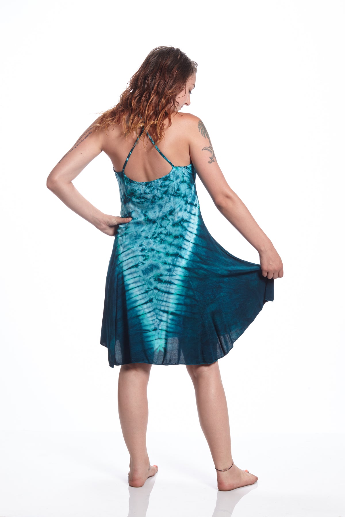 Short Spaghetti Strap Teal V-down