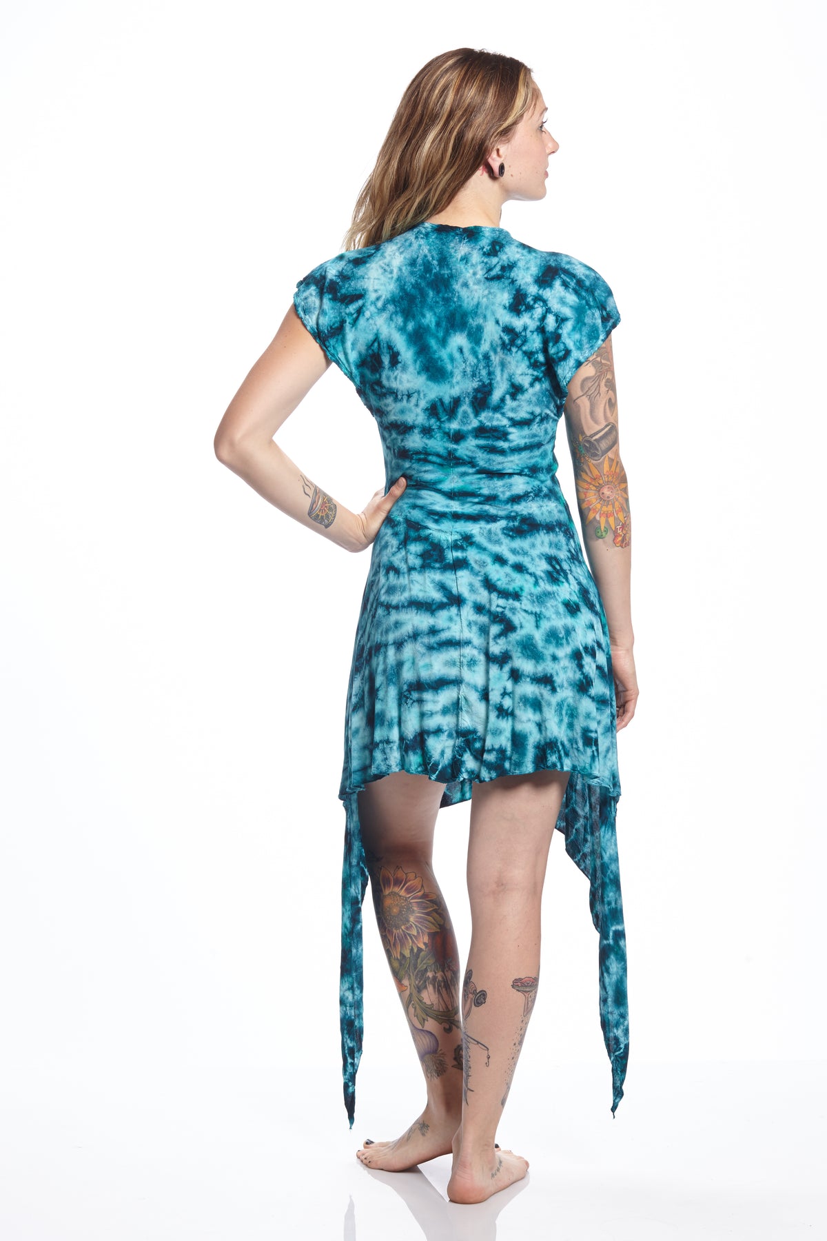 Cap Sleeve Vintage Fairy Teal Crackle Bleed